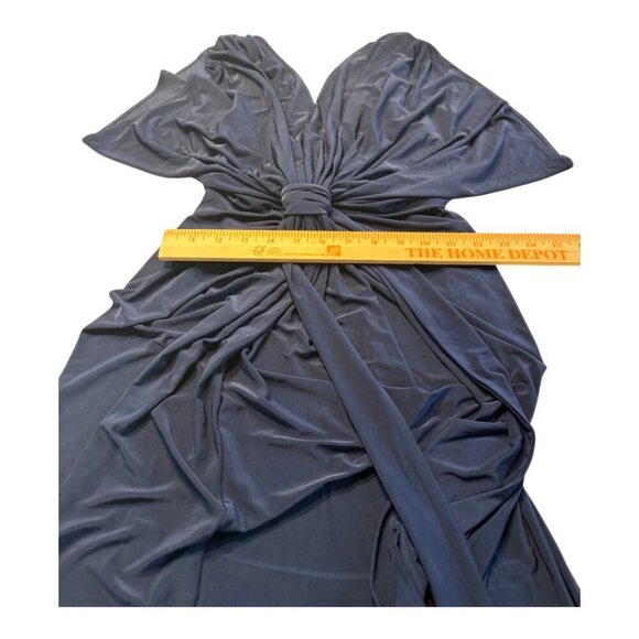 MISA Los Angeles Xenia Crepe Jersey Maxi Dress Draped Knot Front Royal Blue XS - Picture 9 of 11